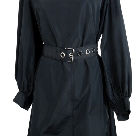 Lafayette 148 New York Porter Belted Dress Medium Long Sleeve Collared Black - Picture 8 of 12